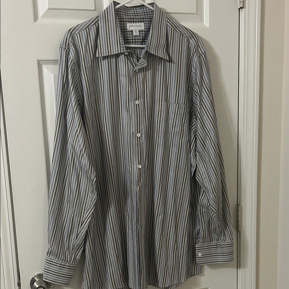 John W. Nordstrom Black and White Striped Dress Shirt
